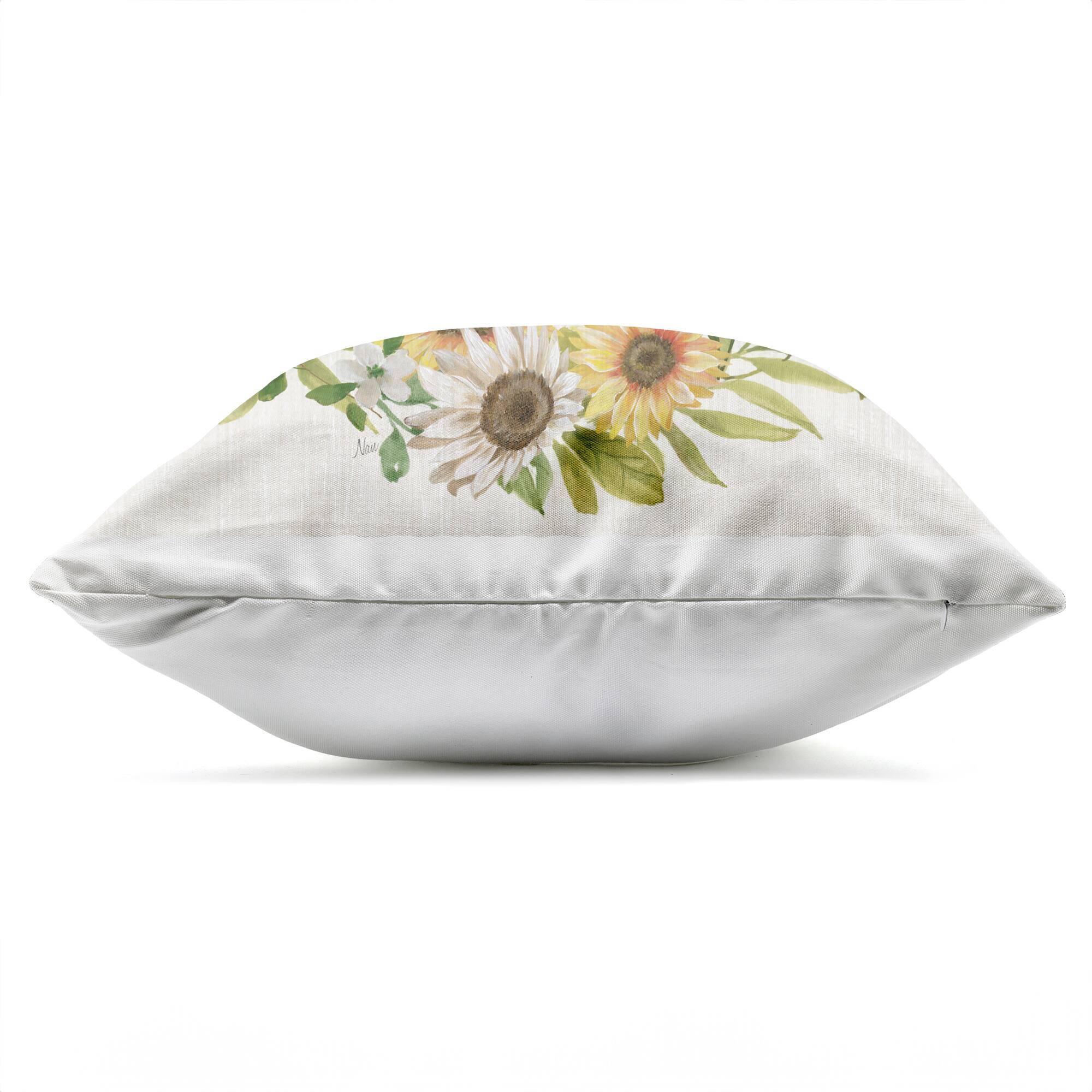 Stupell Industries 18" x 18" Let The Sunshine In Sunflowers Outdoor Print Throw Pillow